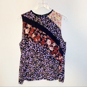 Mother of Pearl silk floral sleeveless blouse